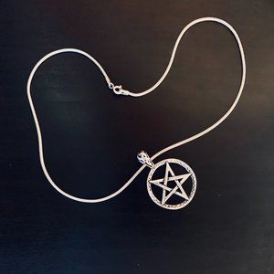 Sterling Silver 925 Pentagram Necklace with Pendant Punk Goth Black Metal Witchy